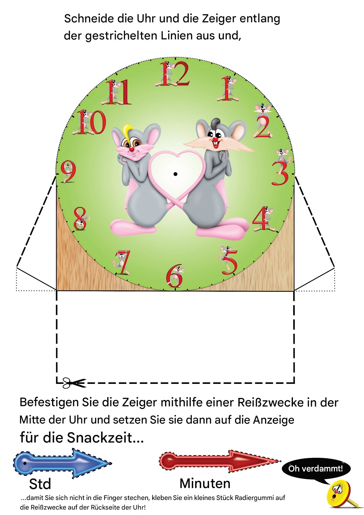 Uhrenspiel zum Ausschneiden